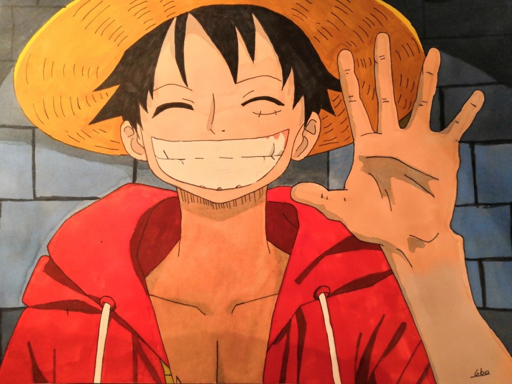 One Piece Luffy aux feutres à alcool